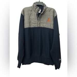 Champion Reverse Weave Fighting Illini Quarter Snap Crew Neck Sweater Size XL